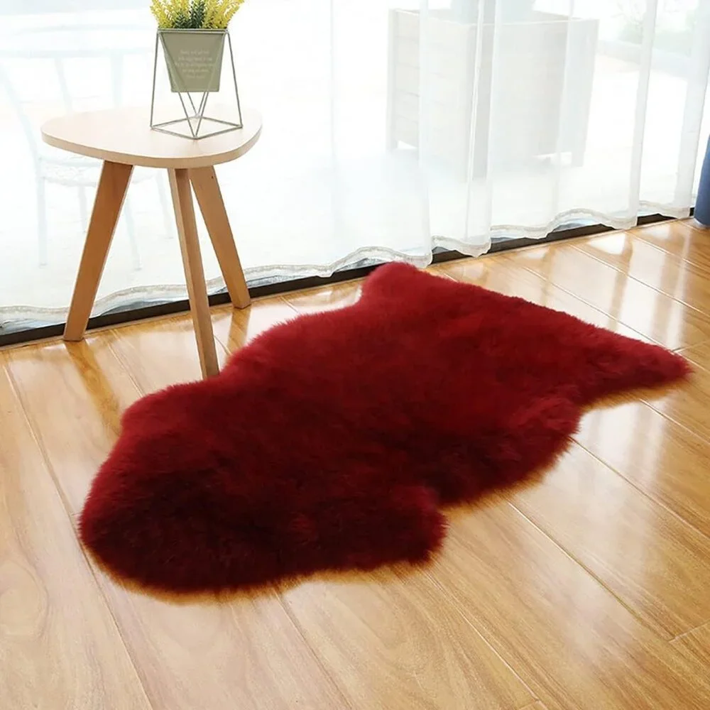New Premium Genuine Sheepskin Rug Wine Red Real Australia Sheepskin Natural Lamb